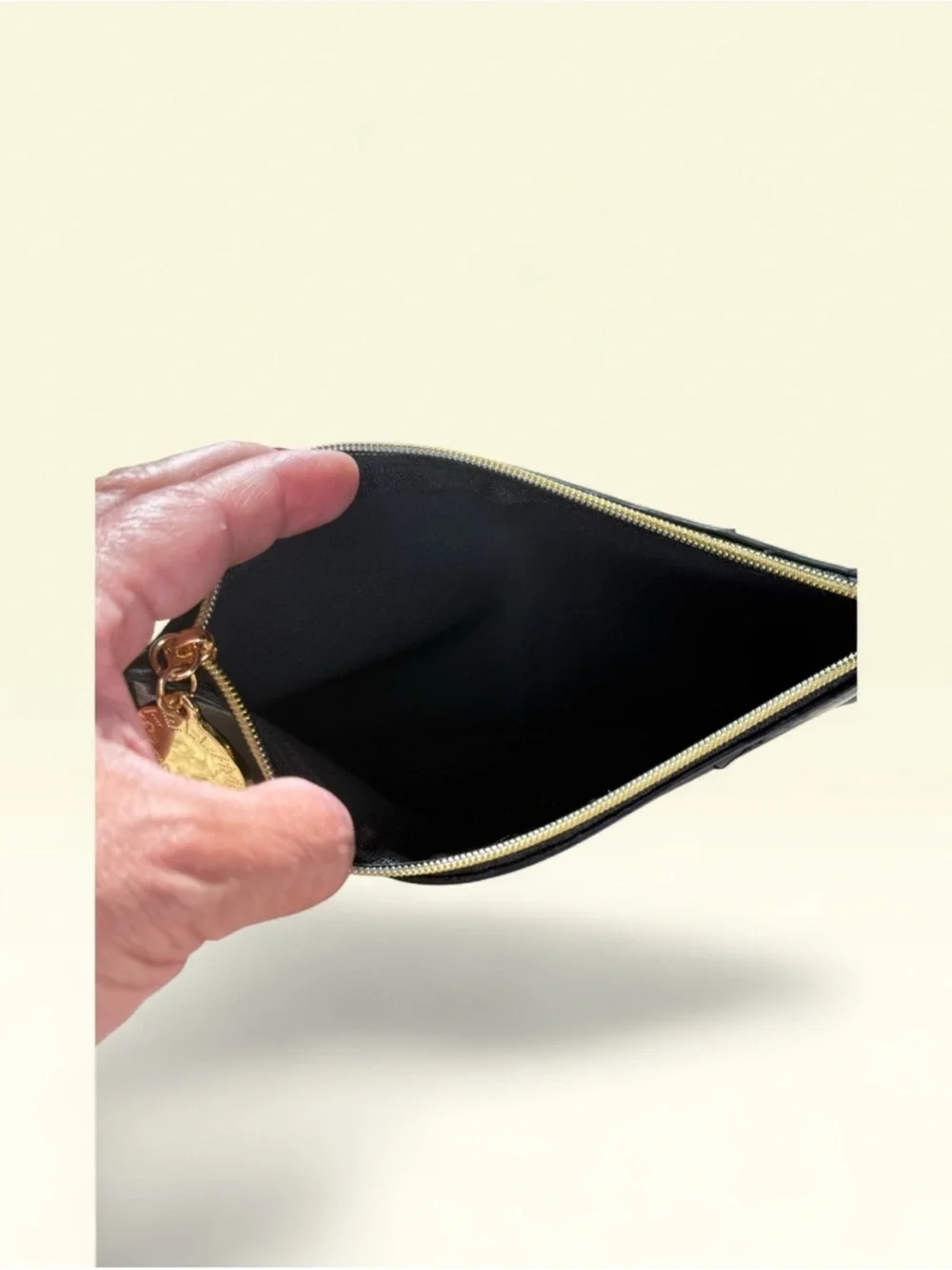 Stella McCartney Black Tablet Sleeve with Gold Zipper Charm